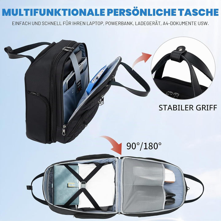 KROSER Handgepäck Koffer Trolley 40cm, Carry On Untersitzer Multifunktional 16-Zoll Leichter Über-Na
