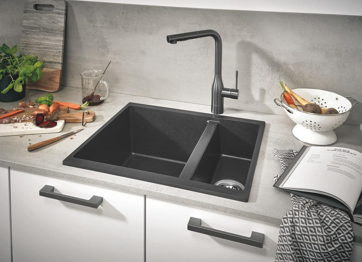 GROHE Essence, Küchenarmatur 2 Strahlarten (Wasserhahn Küche mit ausziehbarer Brause, 360° schwenkba
