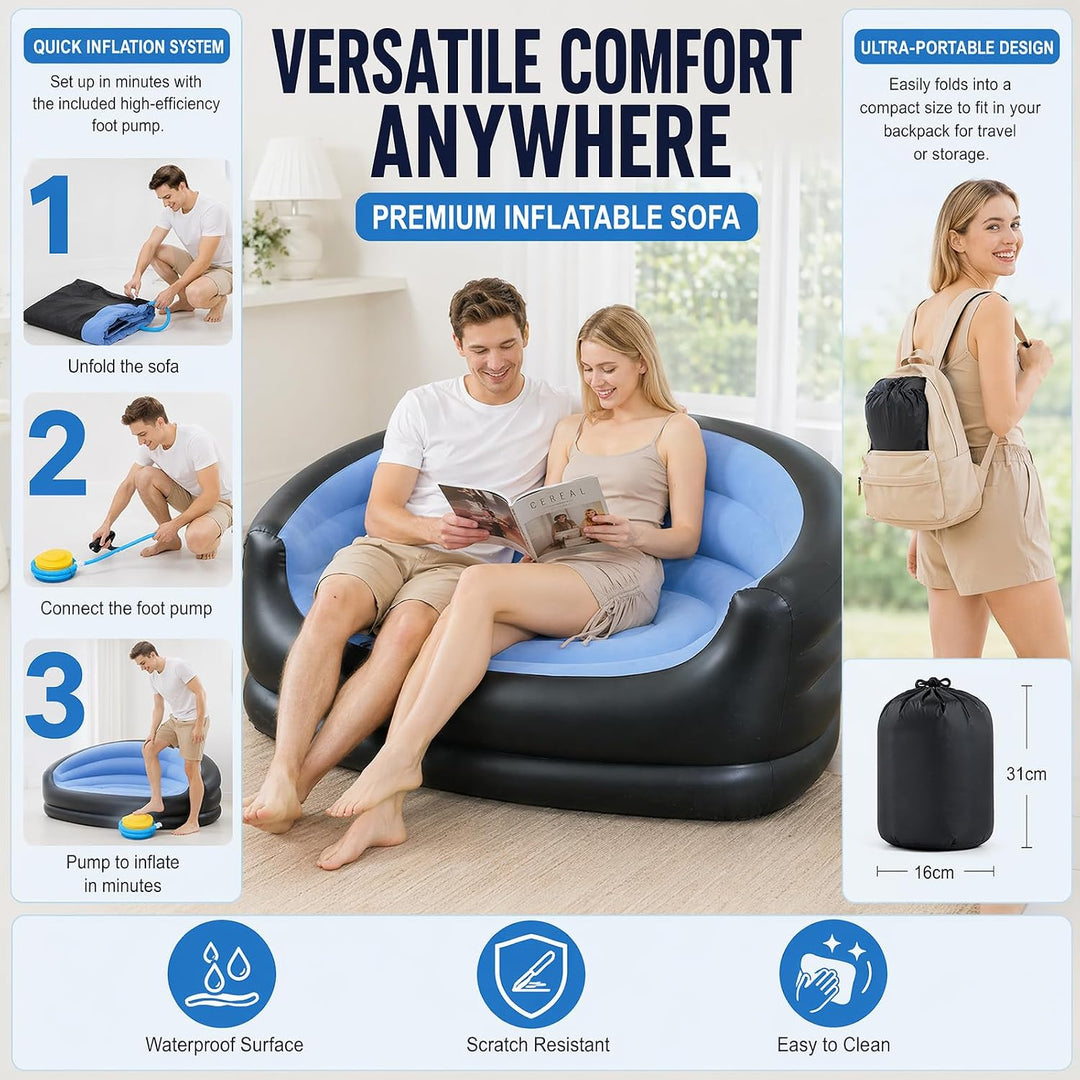 2-Sitzer Aufblasbares Sofa, Aufblasbare Couch, Wasserdichtes Luftsofa Aufblasbares, Couch Aufblasbar