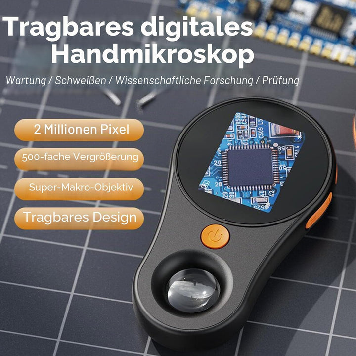 Handy Mikroskop, 500-fache Vergrösserung, 2 MP 1920 x 1080P HD Handheld Taschenmikroskop mit Bildsch