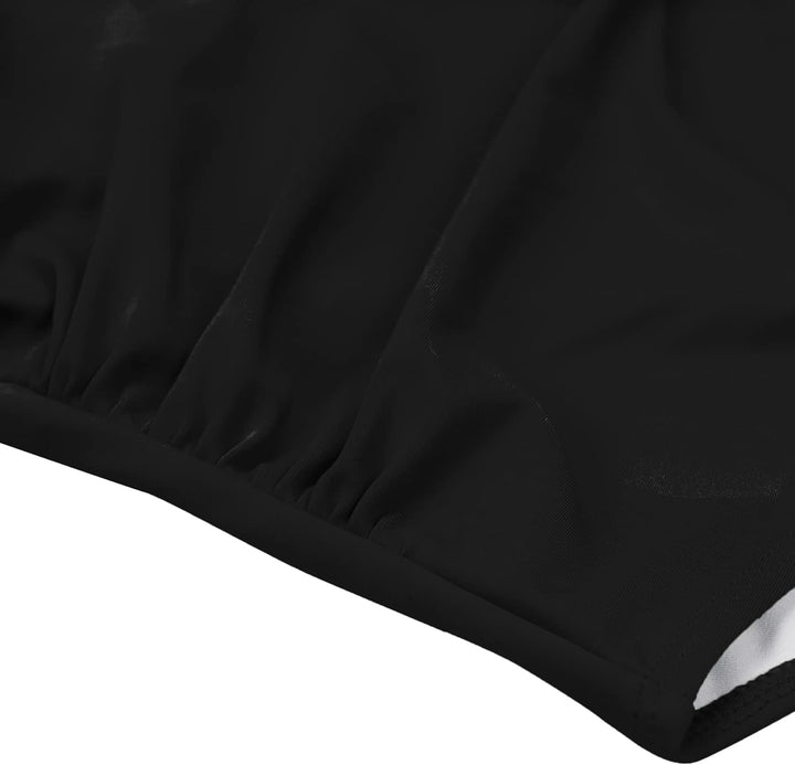 Eomenie Damen-Badeanzug, Einteiler, Bauchkontrolle, hohe Taille, Ausschnitt, Wickelband im Rücken, 1