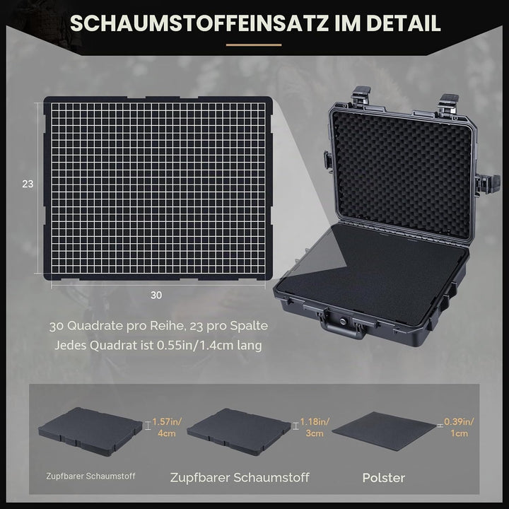 Lykus HC-4610 Wasserdicht Koffer mit Schaumstoff, Innengrösse 46x36x13 cm, geeignet für Kamera, Lapt