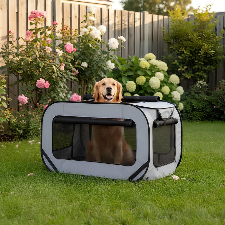 94*53*53 cm Hundetransportbox Faltbar, Doppeltüren Pop-Up-Transportbox Hund Katze, Oxford Stoff Hund