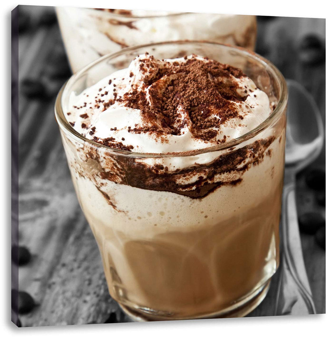 Pixxprint Cappuccino als Leinwandbild Quadratisch/Grösse: 70x70 / Wandbild/Kunstdruck/fertig bespann