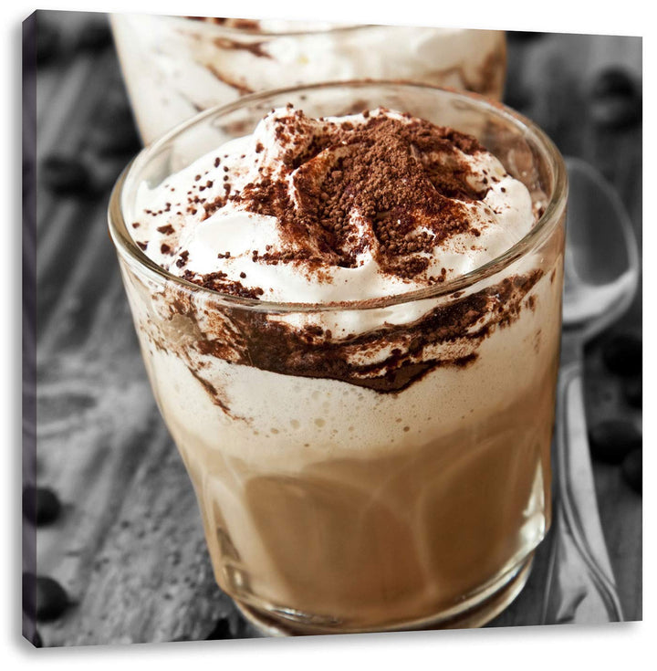 Pixxprint Cappuccino als Leinwandbild Quadratisch/Grösse: 70x70 / Wandbild/Kunstdruck/fertig bespann