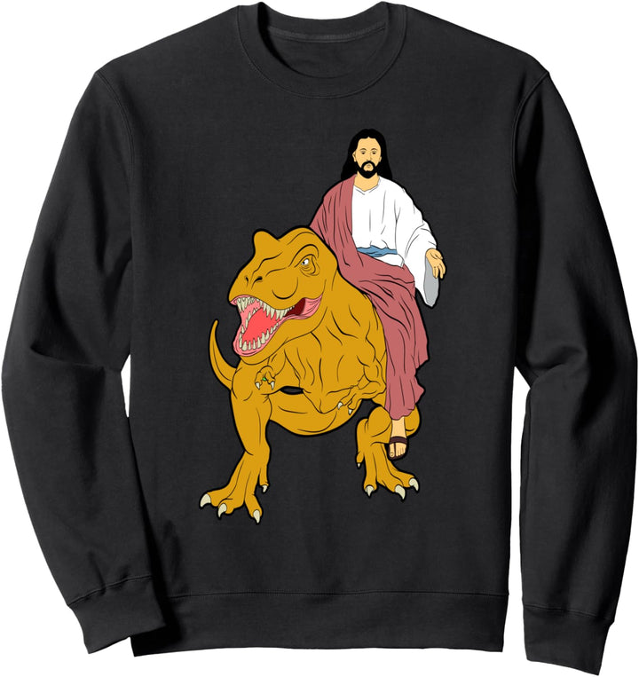Jesus Riding Dinosaurier Graphic Dino Trex Sweatshirt