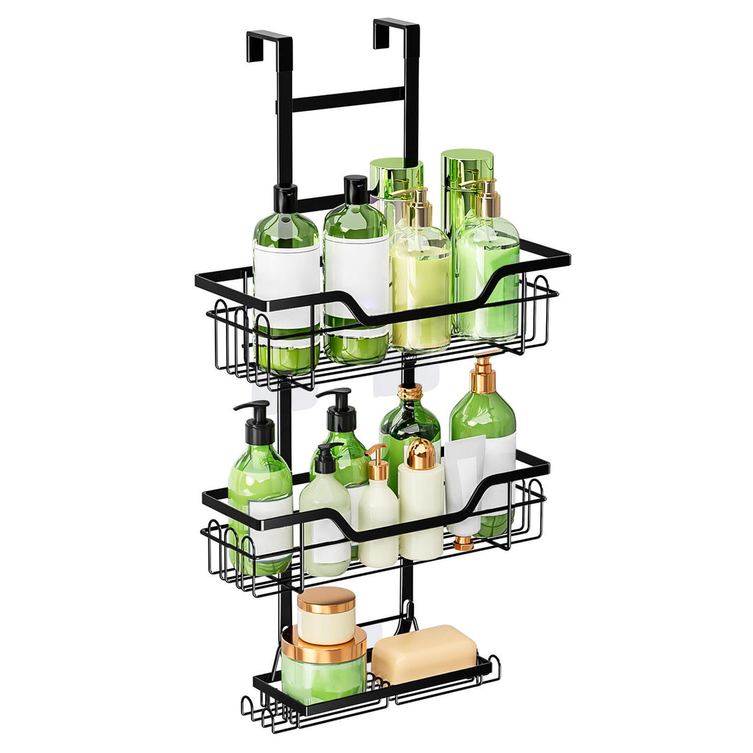 Duschablage ohne Bohren Schwarz, Duschablage zum HäNgen, Duschregal ohne Bohren füR GlastüR, Shampoo