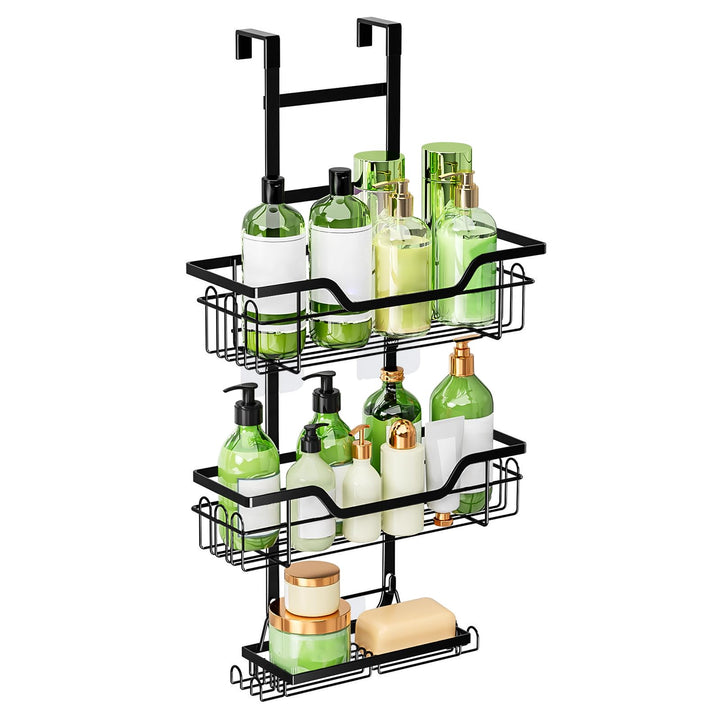 Duschablage ohne Bohren Schwarz, Duschablage zum HäNgen, Duschregal ohne Bohren füR GlastüR, Shampoo