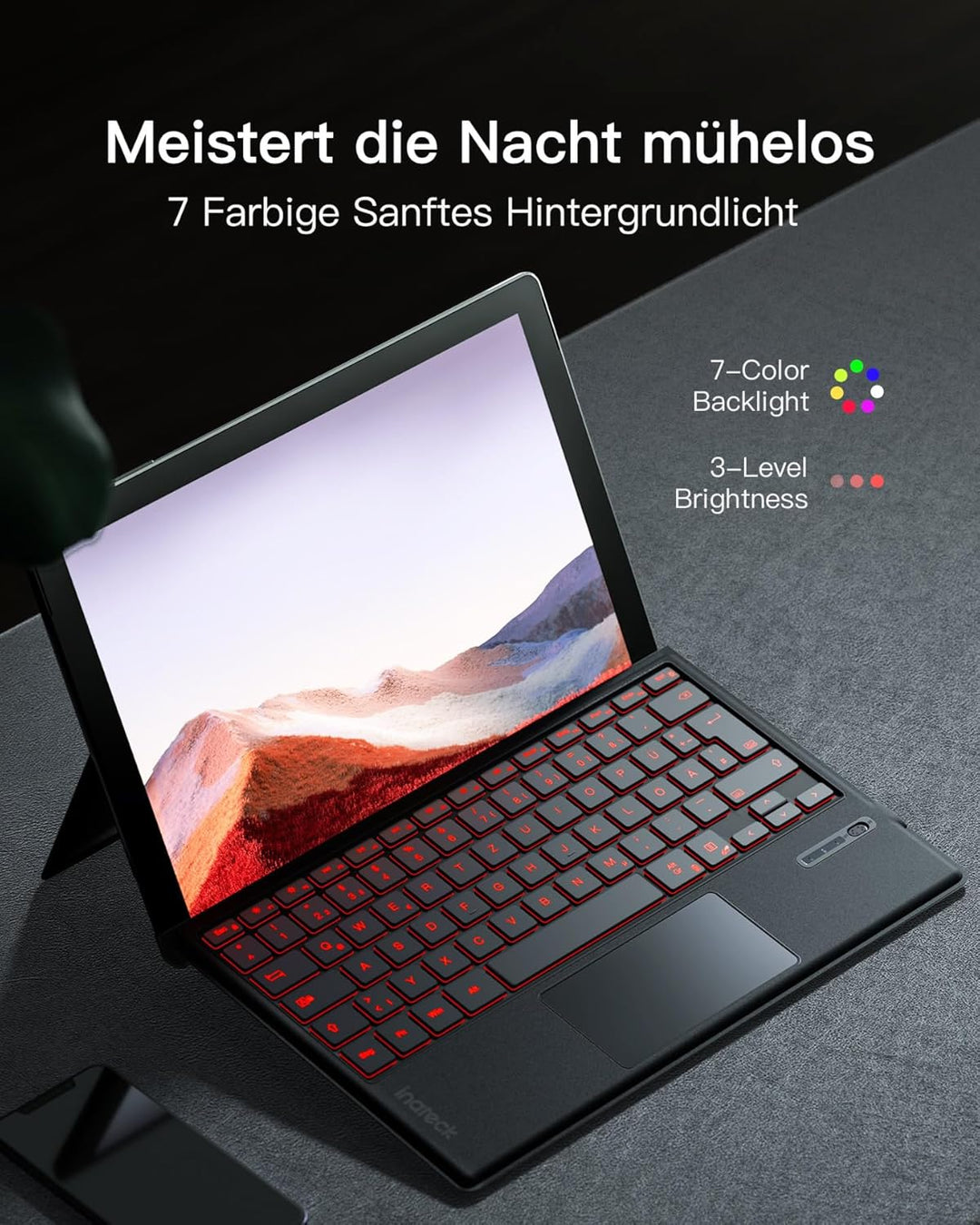 Inateck Surface Pro 7 Tastatur,Kompatibel mit Surface Pro 7/7+/6/5/4 mit Trackpad,Bluetooth 5.3, 7-F