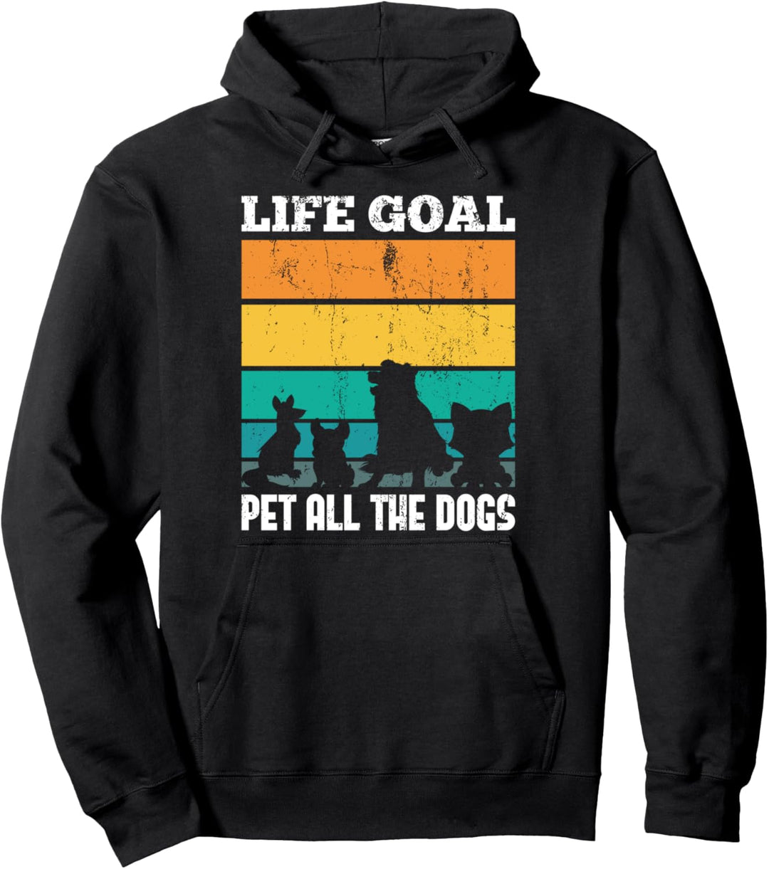 Mein Lebensziel alle Hunde streicheln Lustiges Retro Hund Pullover Hoodie