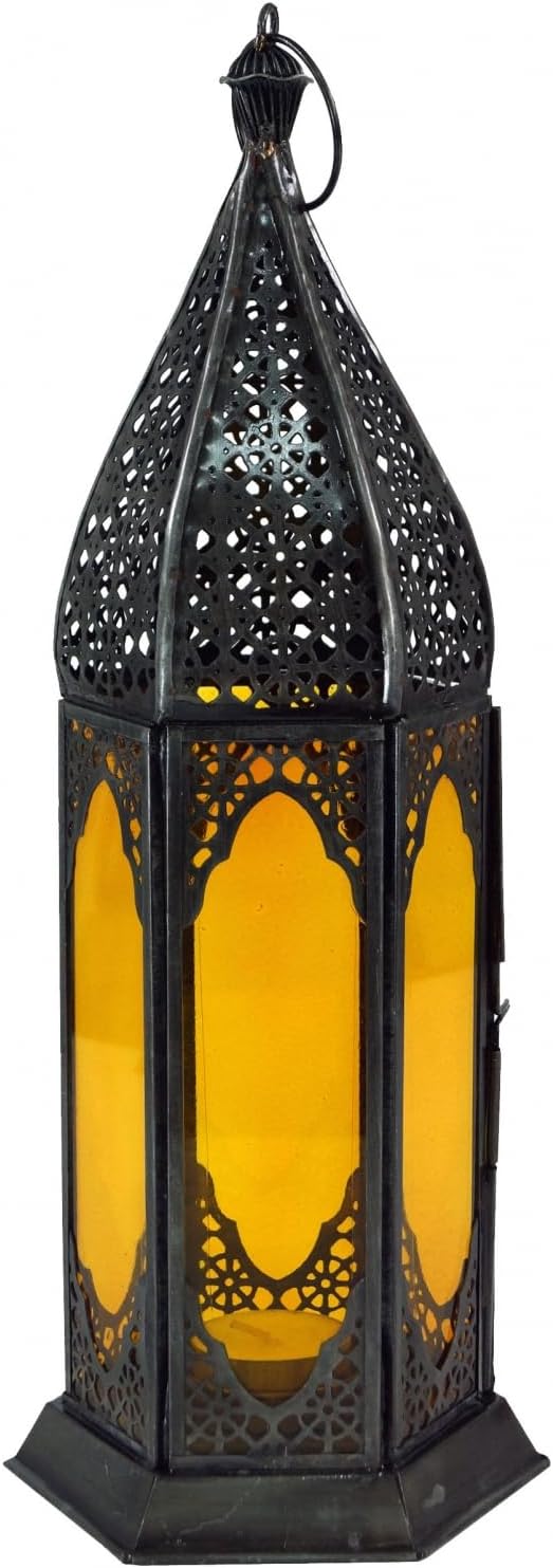 GURU SHOP Orientalische Metall/Glas Laterne in Marrokanischem Design, Windlicht, Lila, Lila