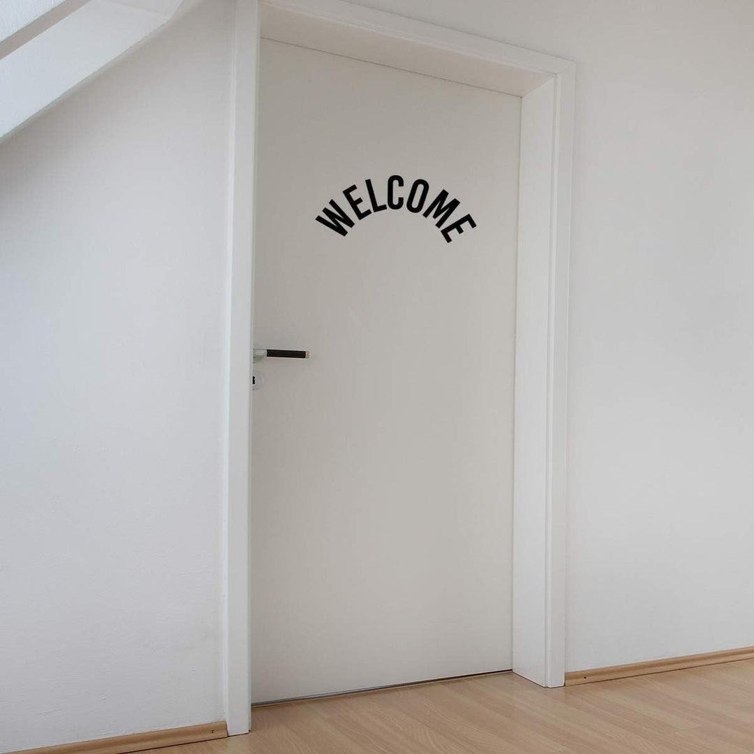 WC Türaufkleber - Welcome (Rundbogen) - 50 x 20 cm - Schwarz - Wähle aus 4 Grössen & 35 Farben 50 x