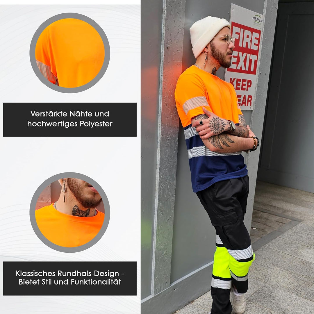 Apparel Warnschutz-T-Shirt – Reflektierendes Warn-Shirt – Warn-Shirt – Sicherheits-T-Shirt – Arbeits
