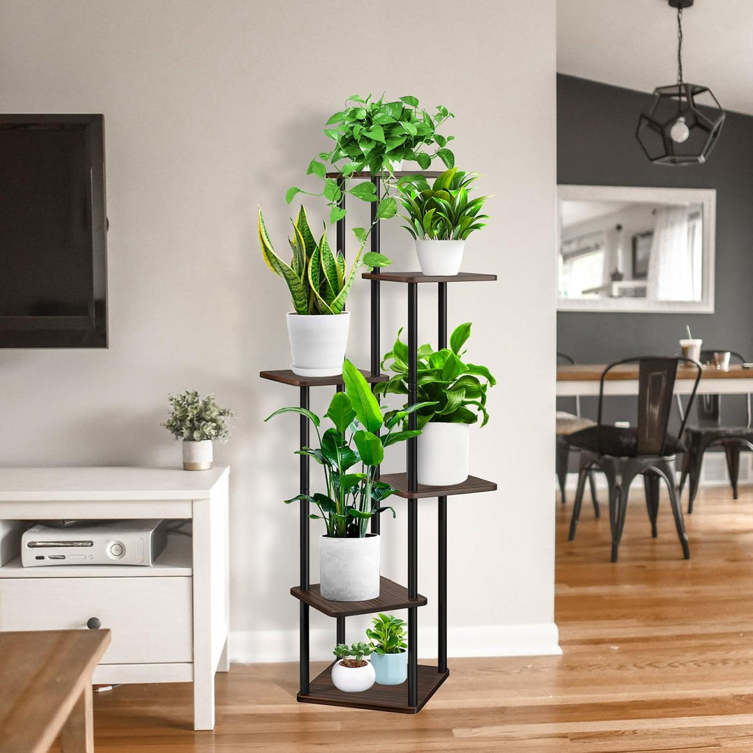 6-Tier Hölzern Blumenregal Pflanzenregal, Mehrstöckig Blumenständer Pflanzenständer Blumenbank Blume