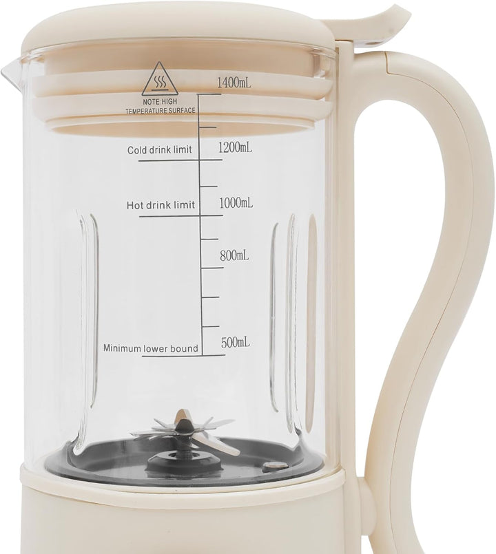Nussmilchmaschine 1400ml, Automatische Sojamilch Maschine mit 16 Klingen Entsafter, LED Anzeige Pfla