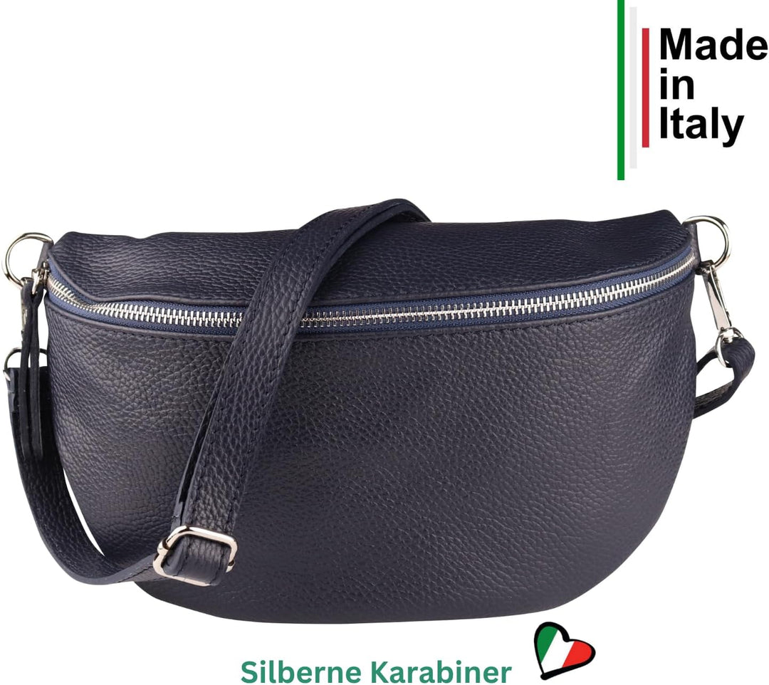 MIRROSI® Bauchtasche Damen, Echtleder, Made in Italy, Umhängetasche, Brusttasche, Crossbody Bag (1 T