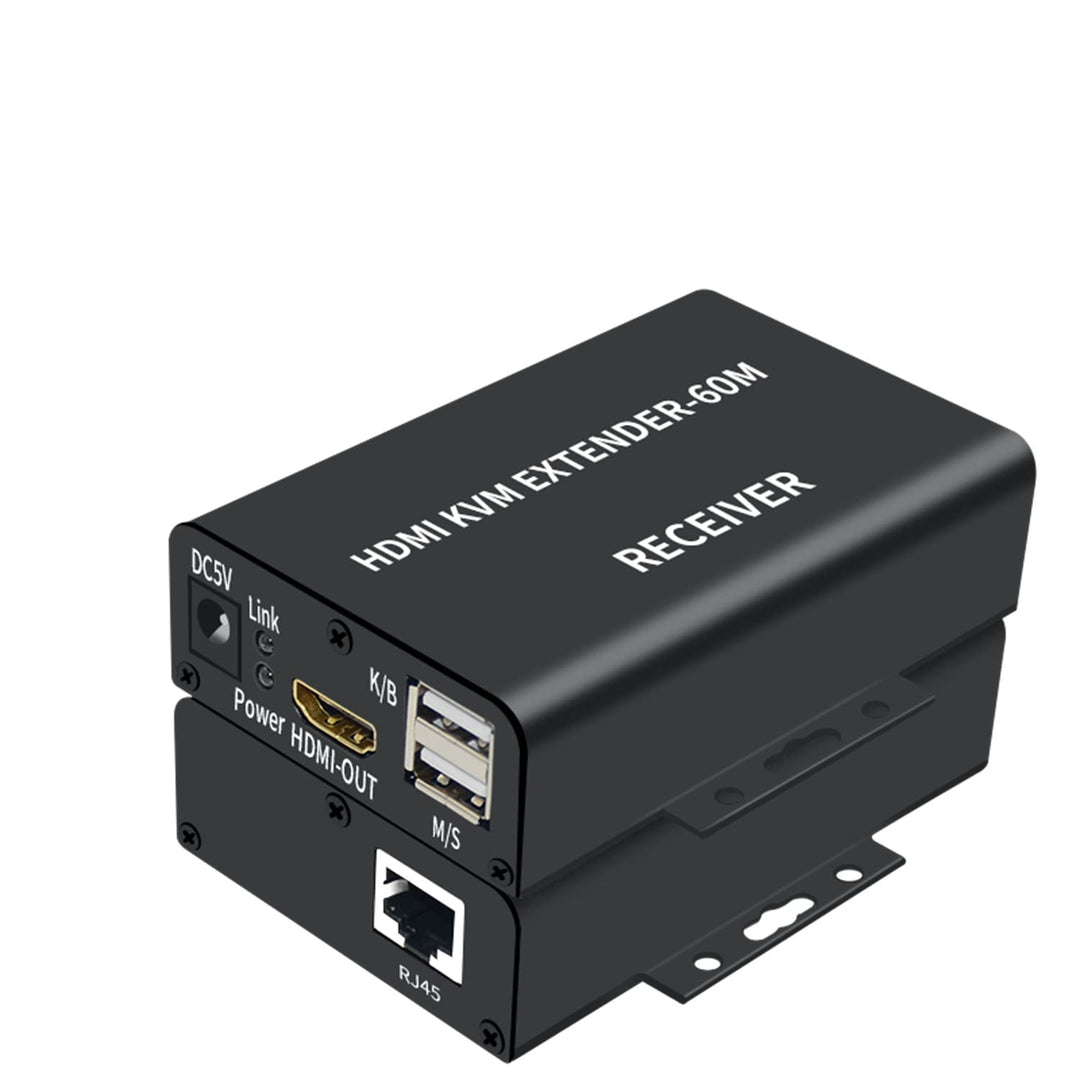 4K HDTV 120M KVM Extender HDMI-Kompatibel USB-A Tastatur Maus 3,5mm AUX Aluminiumlegierung auf CAT6