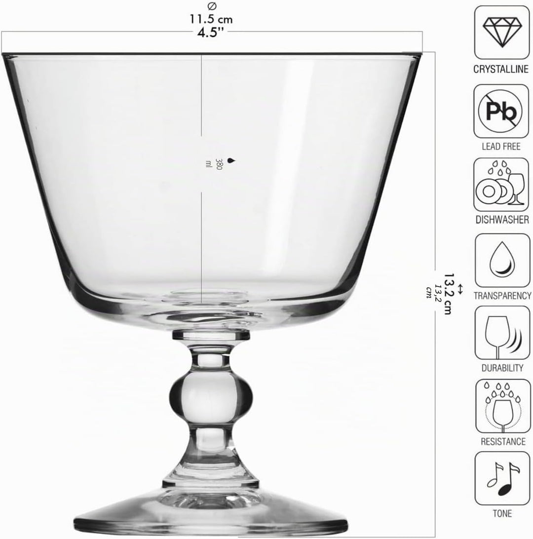 Krosno Eisbecher Eisschale Eisgläser Eiskaffe | Fruchtgeleeschale | Set von 6 | 380 ML | Krista Koll