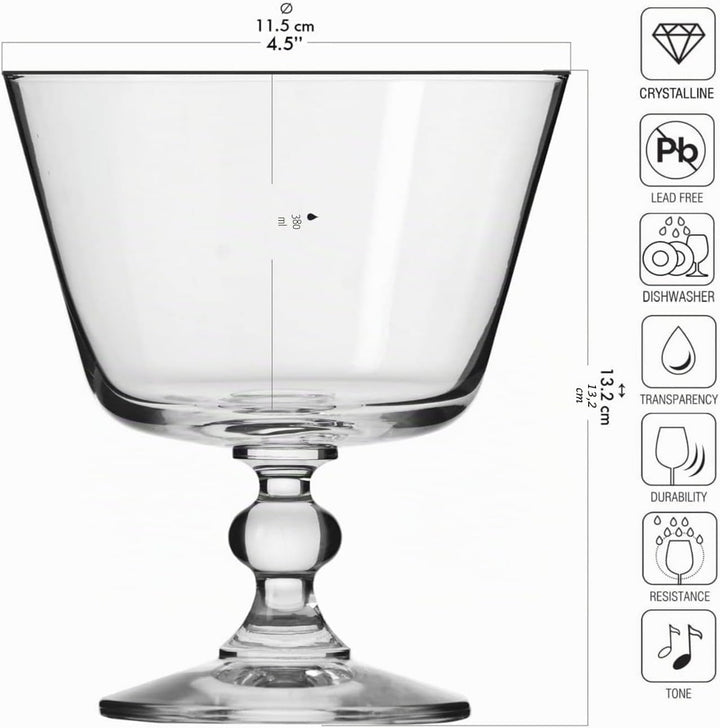 Krosno Eisbecher Eisschale Eisgläser Eiskaffe | Fruchtgeleeschale | Set von 6 | 380 ML | Krista Koll