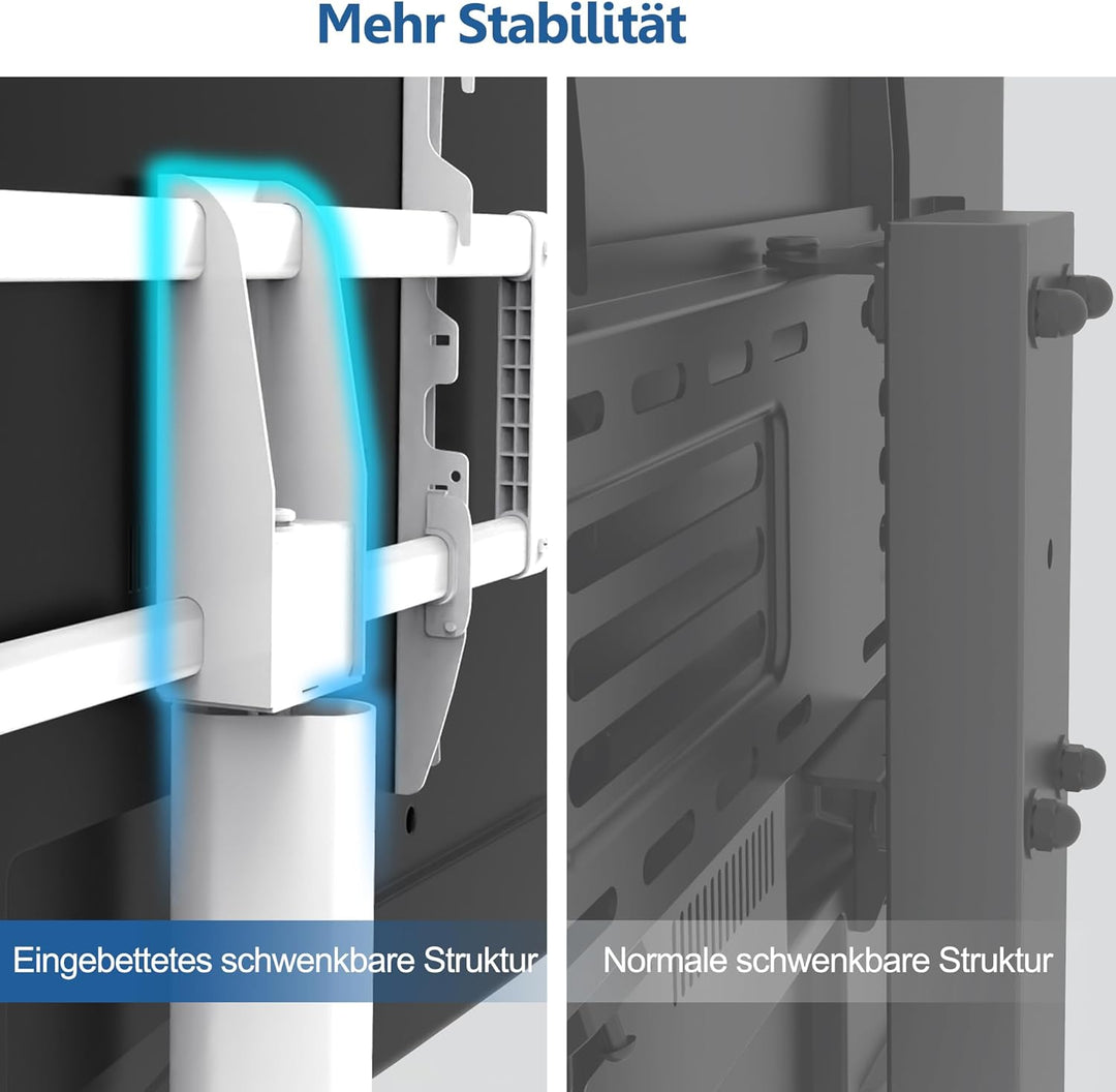 FITUEYES TV Bodenständer Rollbar mit Holzablage TV Standfuss TV Ständer Fernsehstand mit Rollen höhe