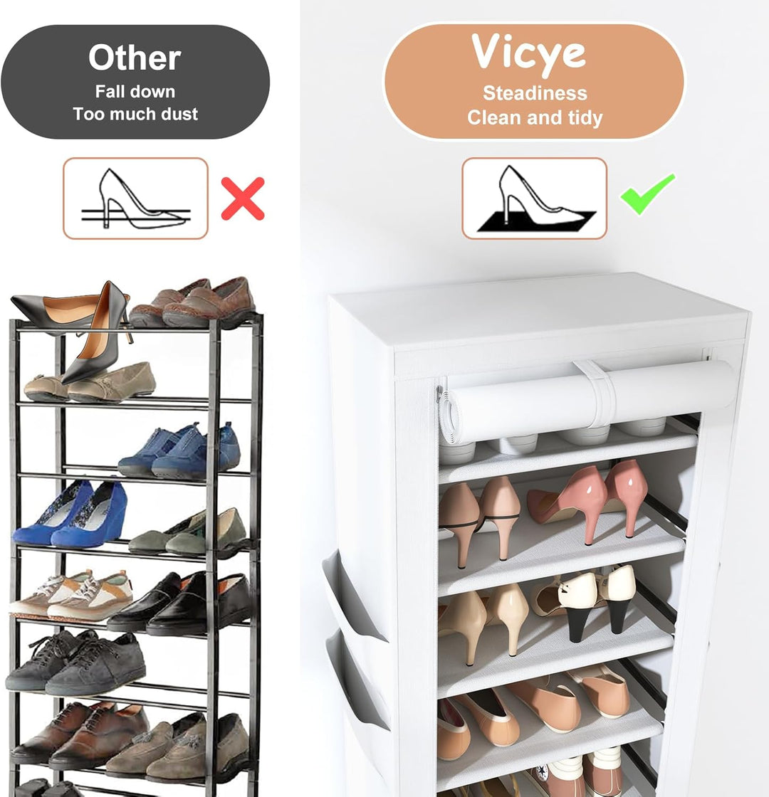 Vicye Schuhregal mit 11 Ebenen, Schuhschrank Schmal und Hoch für 20-22 Paar Schuhe, Schuhregale aus