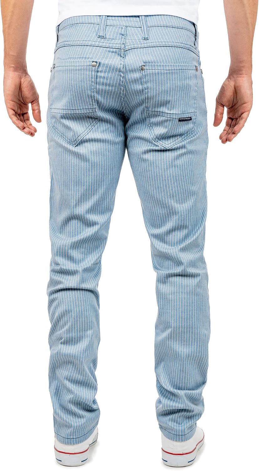 Cipo & Baxx Herren Slim Fit Hose Stoffhose im modernen Look, 30W / 32L Blau - 02