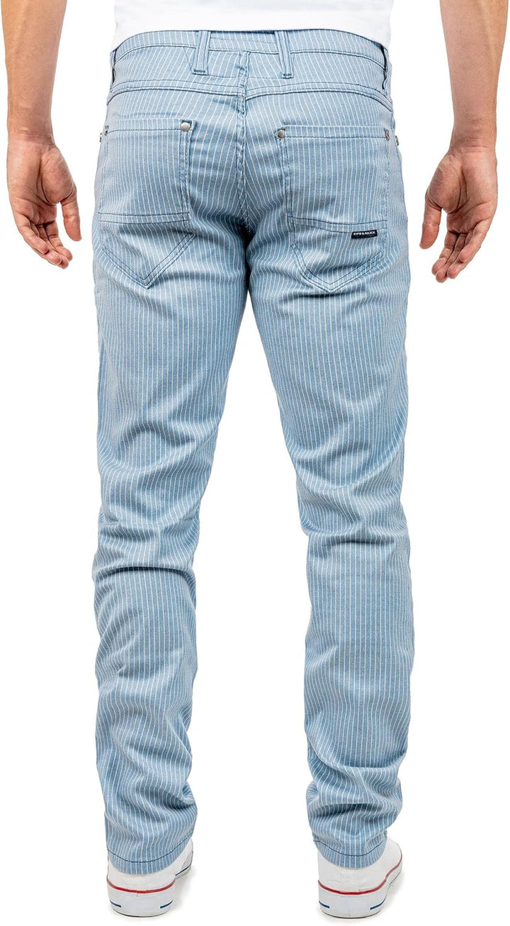 Cipo &amp; Baxx Herren Slim Fit Hose Stoffhose im modernen Look, 30W / 32L Blau - 02