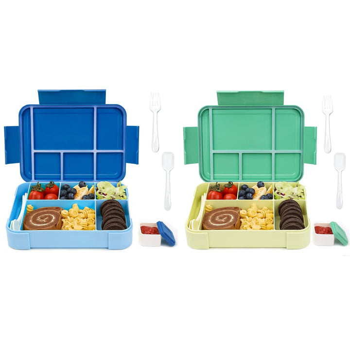 Bugucat Brotdose Kinder mit Fächern 1330ML 2 Set,Lunchbox Kinder Bento Box Auslaufsicher mit 6 Fäche
