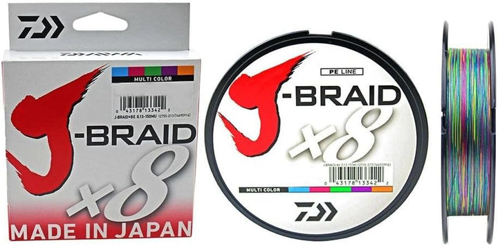 Daiwa J-Braid 8 Braid 300m multicolour - geflochtene Angelschnur Dm: 0,20mm, Dm: 0,20mm