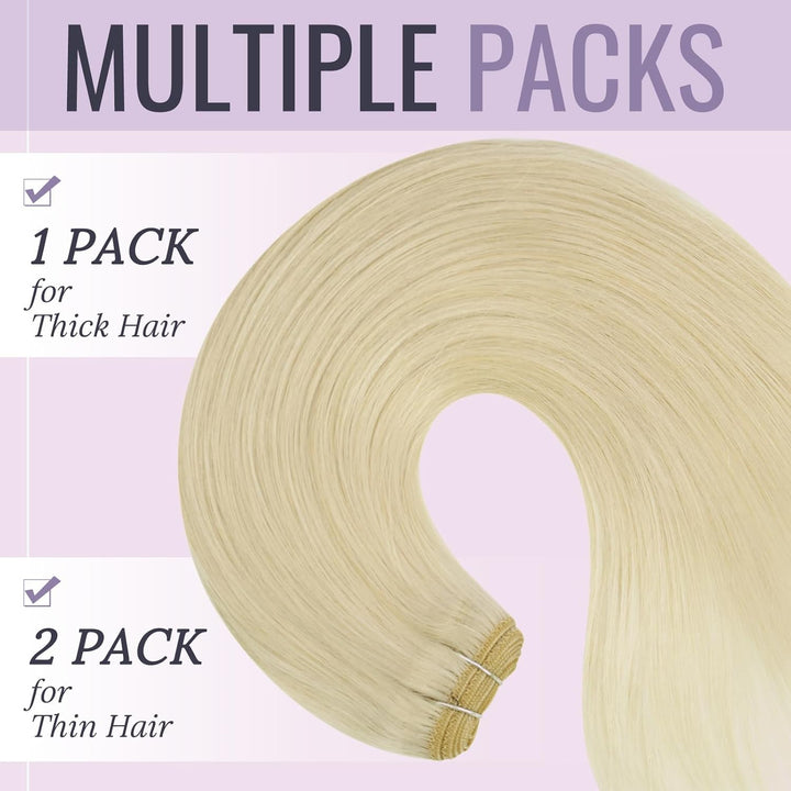 Fshine Extensions Tressen Echthaar 55cm/22zoll Platinum Blonde 1 Bundle Remy Gerade Hair Weave Haarv