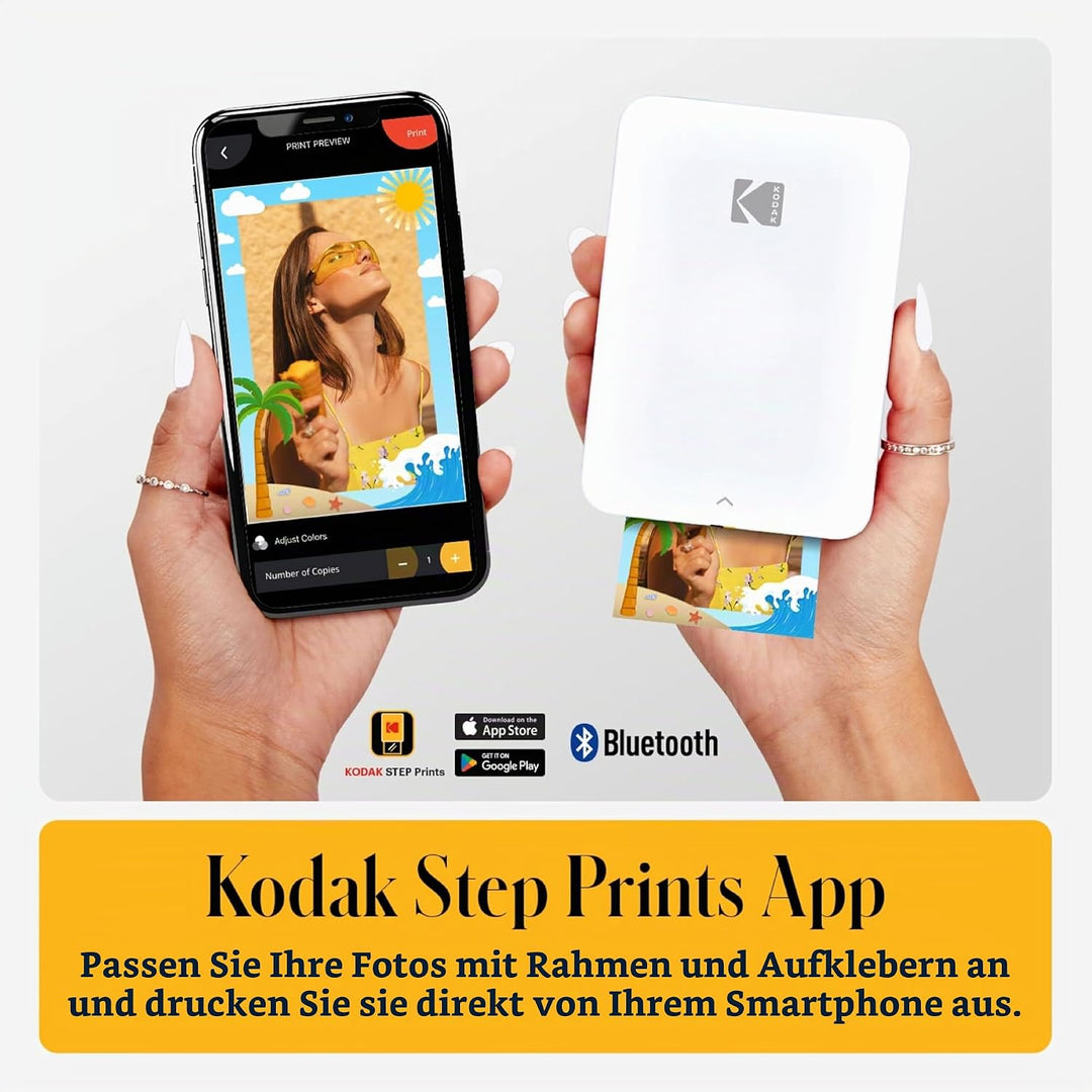Kodak Step Slim Mobiler Sofortbild-Fotodrucker – Kit: 20 Packung Zinkpapier, Etui