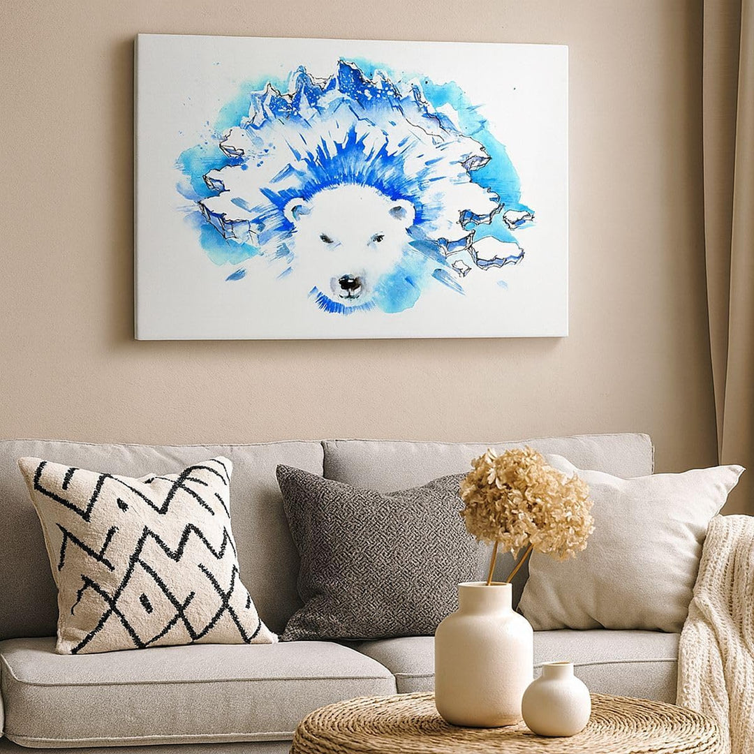 Bilder auf Leinwand Bär Eis Winter Arktis Leinwandbild 70x50cm Wandbilder Dekoration Wohnzimmer Schl