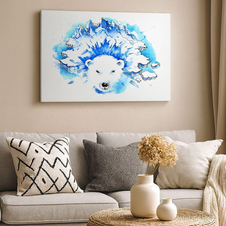 Bilder auf Leinwand 100x70cm Leinwandbild Bär Eis Winter Arktis Gross Wanddeko Bild Schlafzimmer Küc