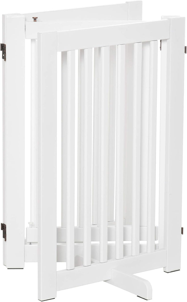 PawHut Absperrgitter Holz Freistehendes Schutzgitter für Hunde Türschutzgitter Verstellbares Hundegi