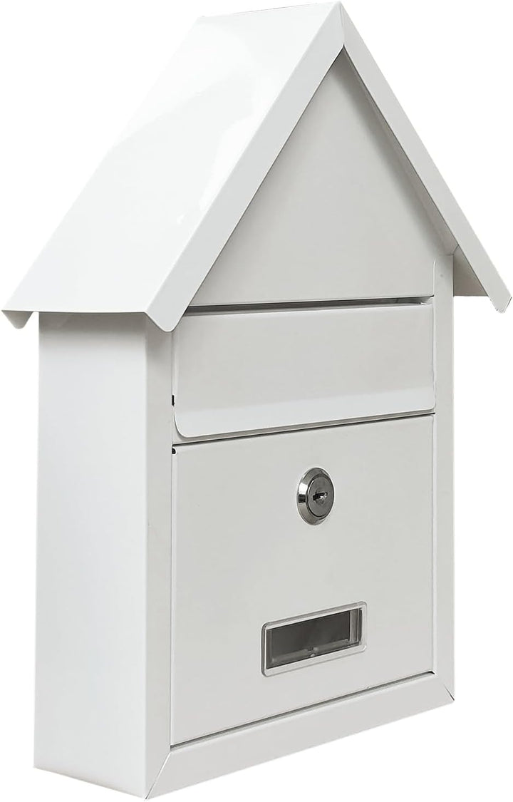 Briefkasten Amin Weiss mit Spitzdach zur Wandmontage HTI living