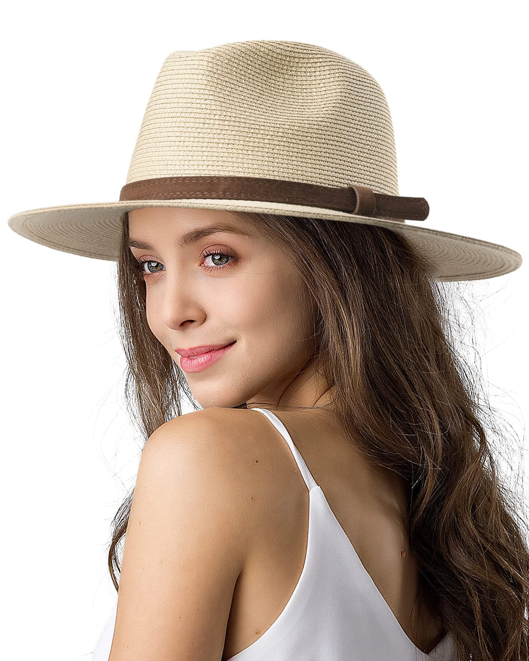 FURTALK Unisex Panamahut Breite Krempe Sonnenhut für Damen und Herren Sommerhut UV-Schutz Strandhut