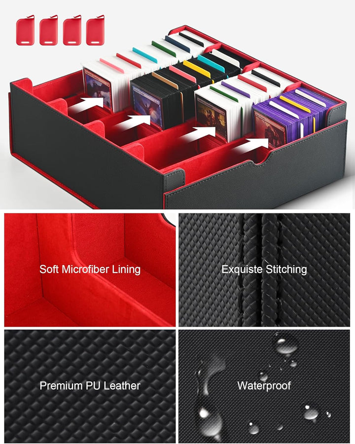 ZLCA Trading Card Storage Box, Commander Card Deck Case Holds 2400+ Cards, MTG Deck Box mit 4 Stopfe
