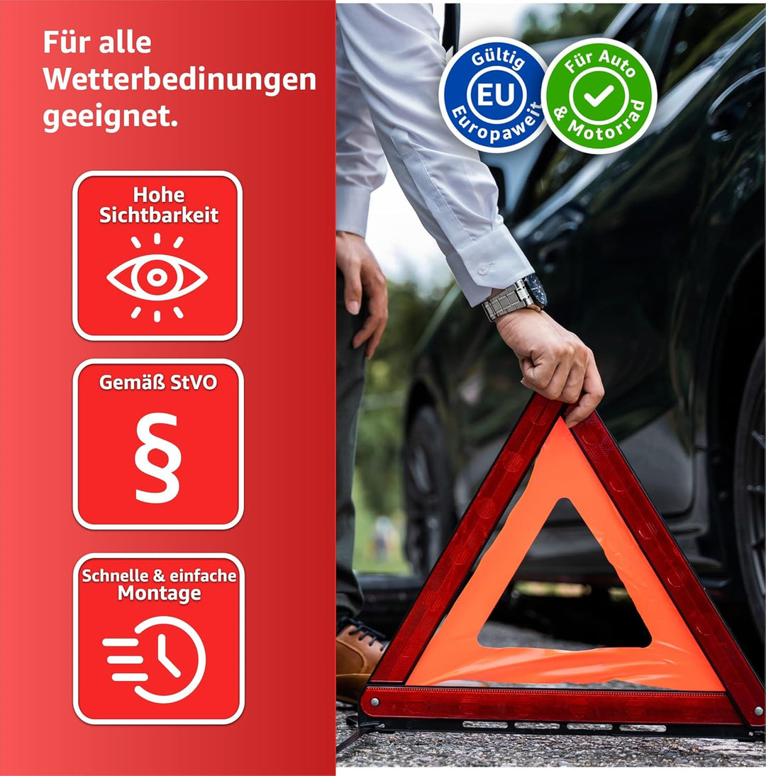 TK Gruppe Timo Klingler 3X KFZ Warndreieck Notfalldreieck rot, Dreieck Autozubehör Pannendreieck Aut