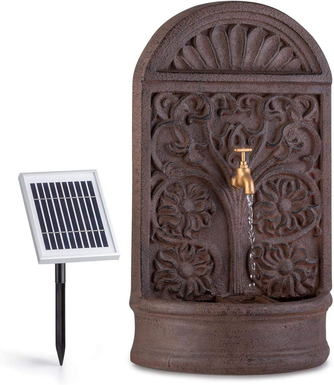 blumfeldt Blumquell Solarbrunnen, Gartenbrunnen, Zierbrunnen, Dekobrunnen, LED-Beleuchtung: weiss, m