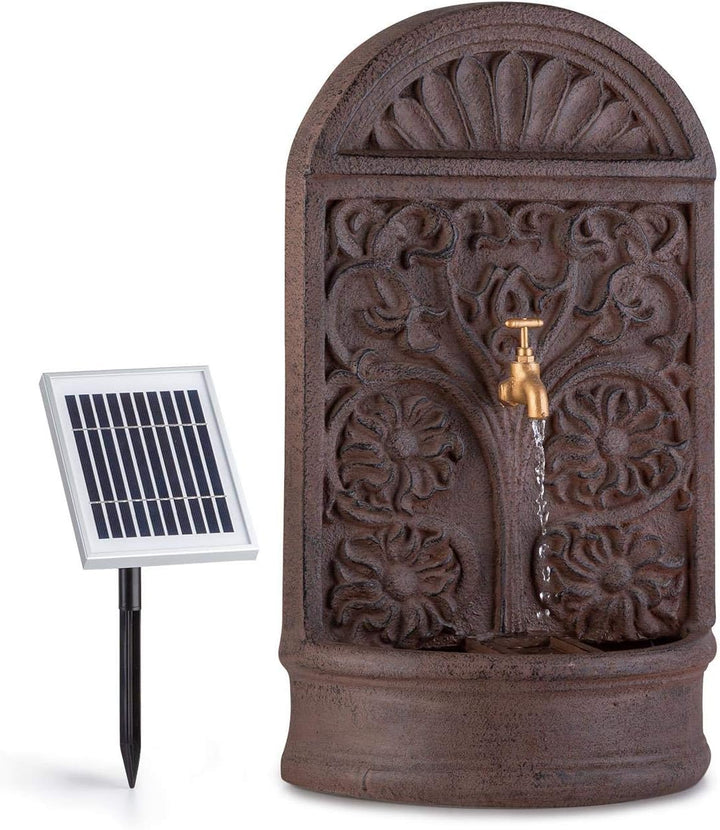 blumfeldt Blumquell Solarbrunnen, Gartenbrunnen, Zierbrunnen, Dekobrunnen, LED-Beleuchtung: weiss, m