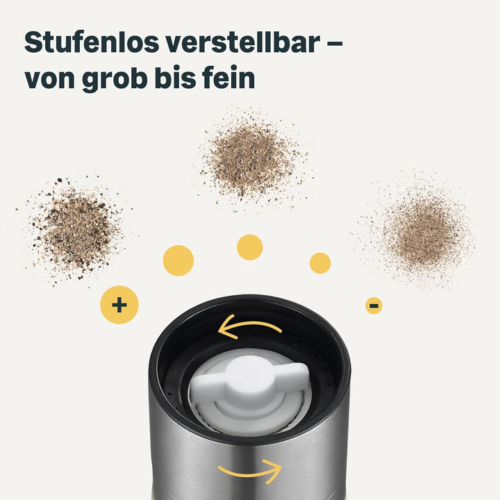 SILBERTHAL Salz- und Pfeffermühle Set - Stufenlos verstellbare Mahlgrade - Salzstreuer mit Keramikma