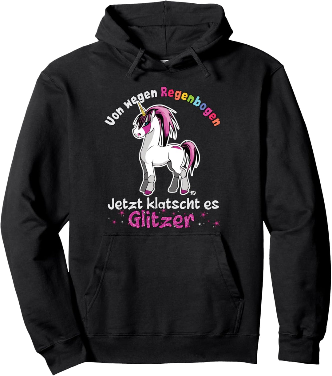 Jetzt klatscht es Glitzer, cooles Fantasy-Anime-Einhorn Pullover Hoodie