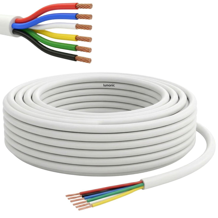 Lumonic 6x 0,34mm² LED Steuerleitung weiss 20m I ummanteltes 6 adriges Kabel flexibel I Geschirmtes