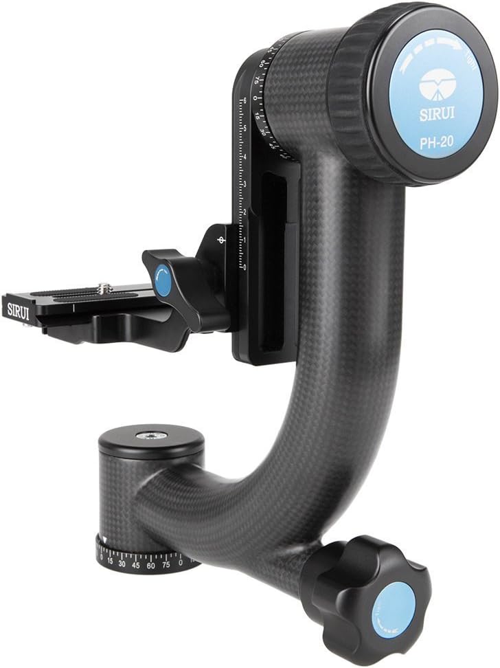 Sirui PH-20 Gimbal Head (Carbon, Höhe: 230mm, Gewicht: 1.3kg, Belastbarkeit: 20kg) mit Tasche und Gu