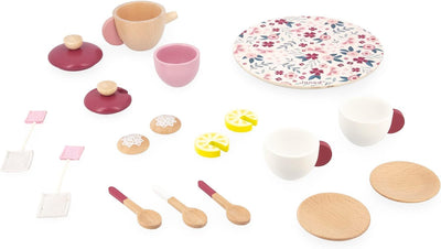 JANOD Twist Tea Set Tee-Spielset-16 Zubehörteile Filz-Rollenspiel-Teeservice für Kinder-Spielzeug au