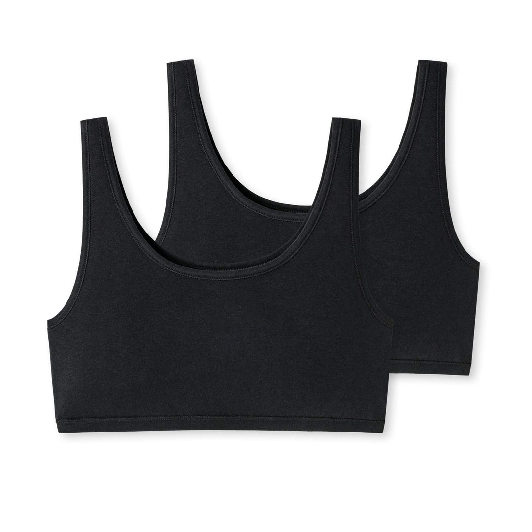 Uncover by Schiesser Damen Bustier 2er Pack Baumwolle Mix Unterwäsche, Schwarz