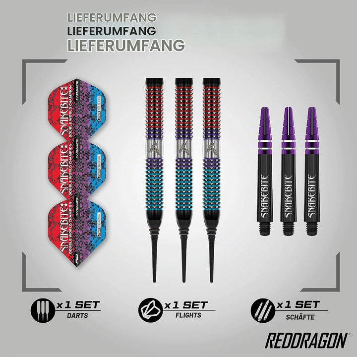 RED DRAGON Peter Snakebite Wright Spirit Edition Premium Tungsten Darts Set mit Flights und Stems 18
