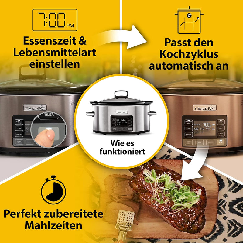 Crockpot TimeSelect digitaler Schongarer | mit programmierbarem Timer und digitaler Anzeige | 5,6 l