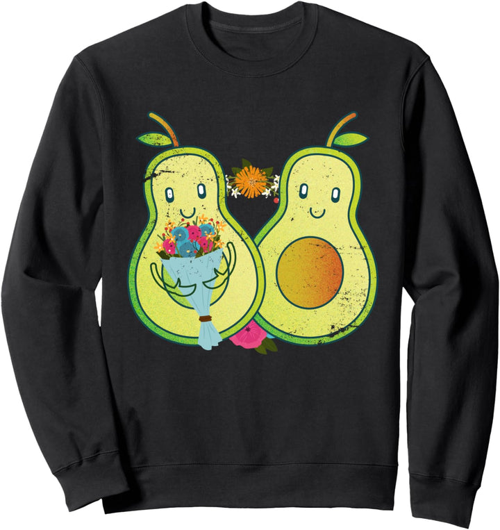 Vegan Gesunder Lifestyle Vegetarier Pärchen Blumen Avocado Sweatshirt