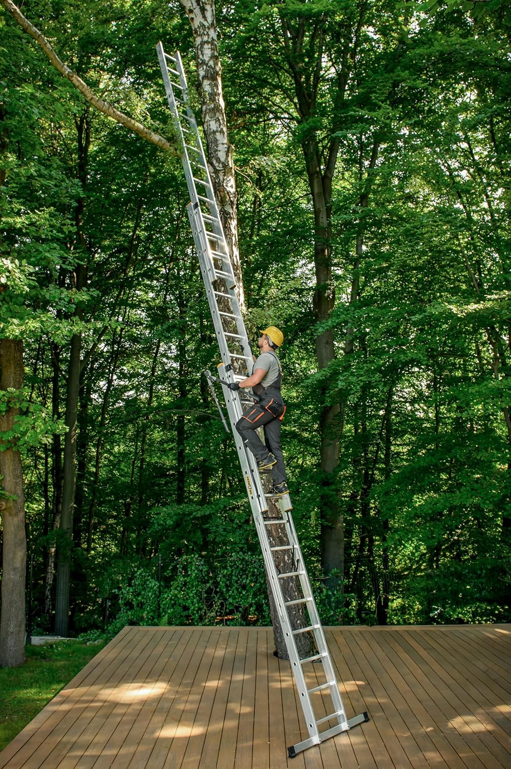 DRABEST Leiter PRO Serie Aluleiter 3x14 Aluminium Vielzweckleiter Profi Traglast 150 kg, Silber 14 S